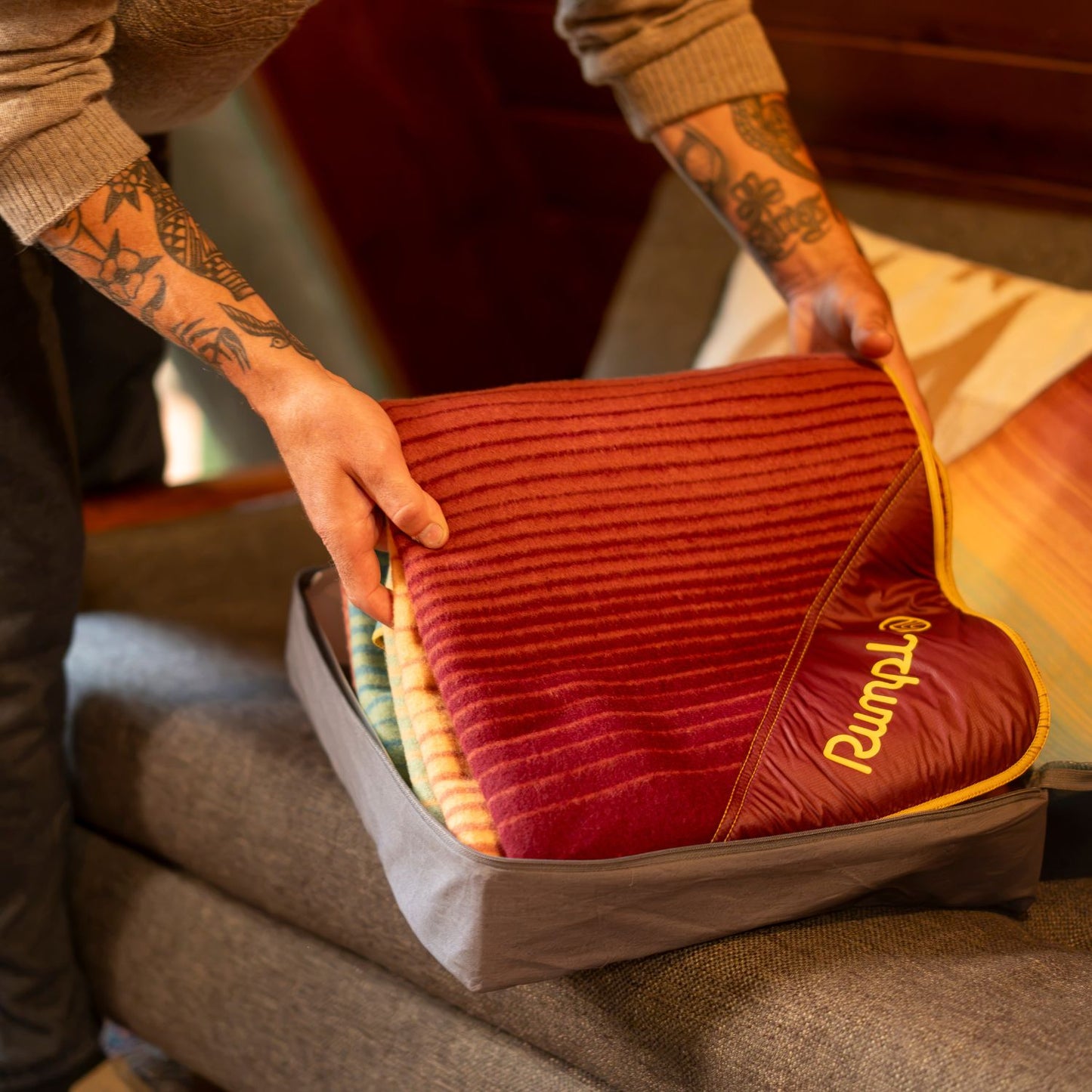 Merino Softwool Blanket - Quilted Amber