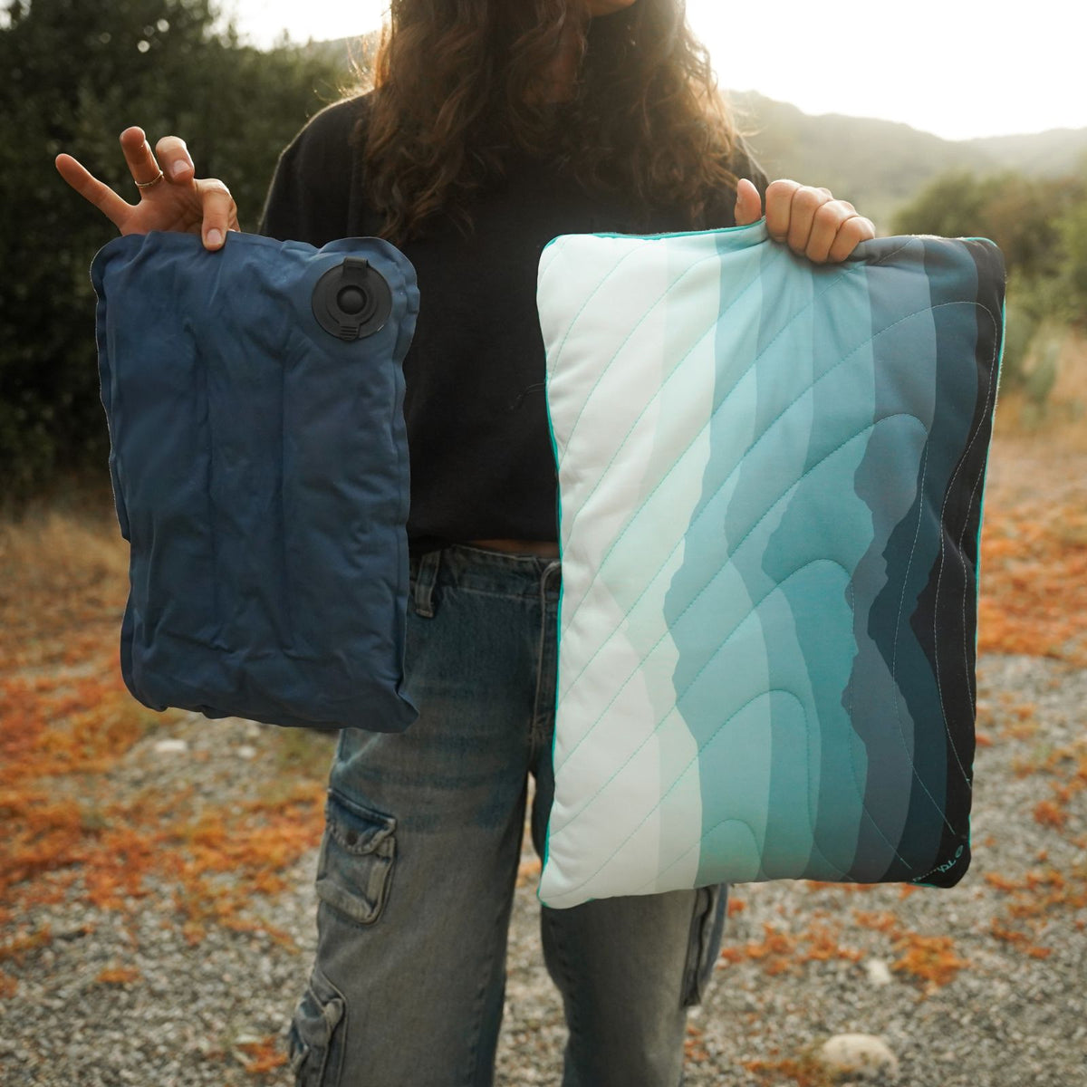 The Camp Pillow - Midnight Retro Stripes