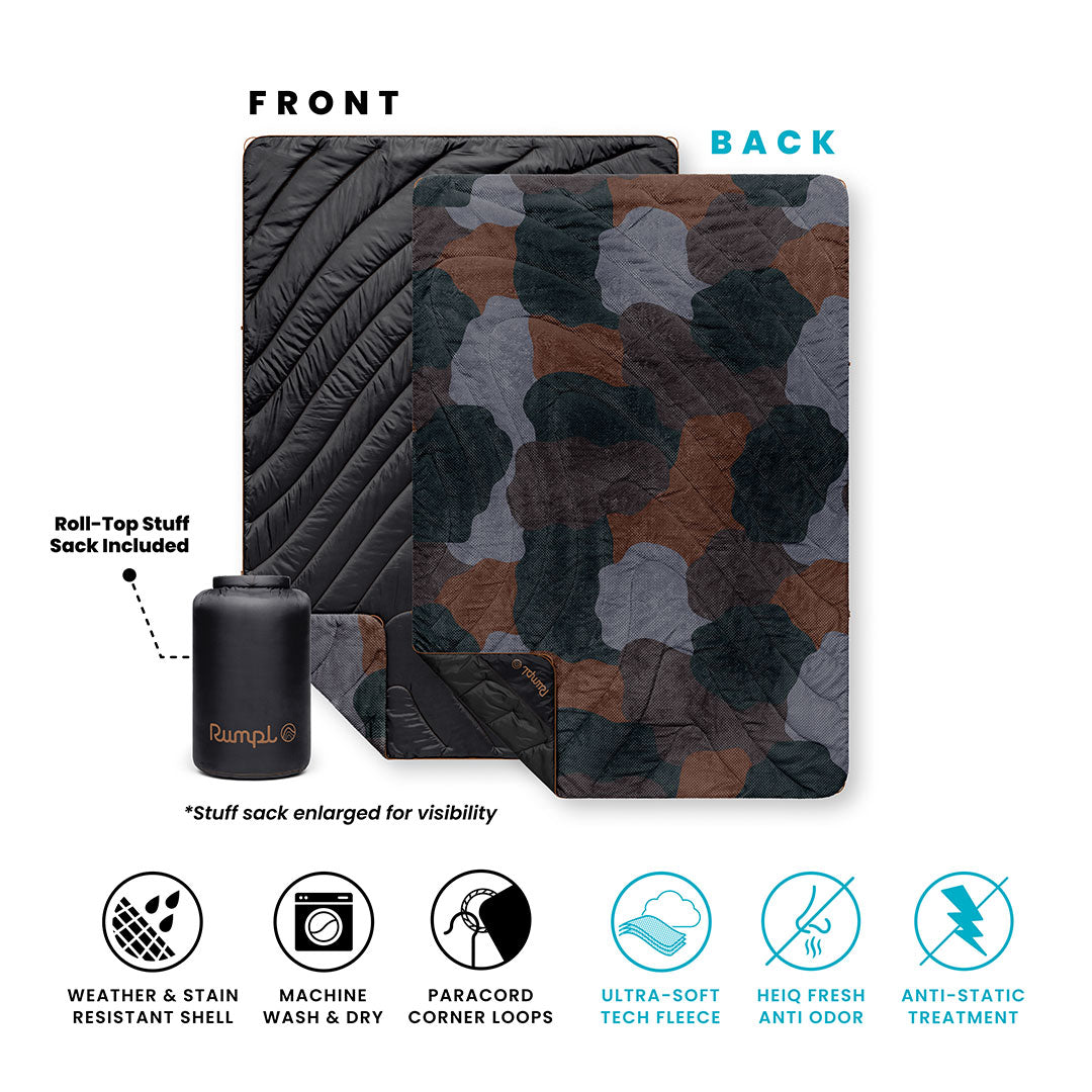 Fleece Puffy Blanket - Puzzled Black