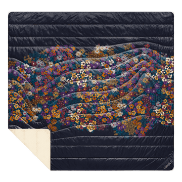 Fleece Puffy 2 Person Blanket - Midnight Bloom