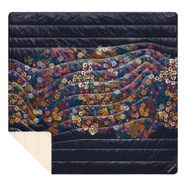 Fleece Puffy 2 Person Blanket - Midnight Bloom