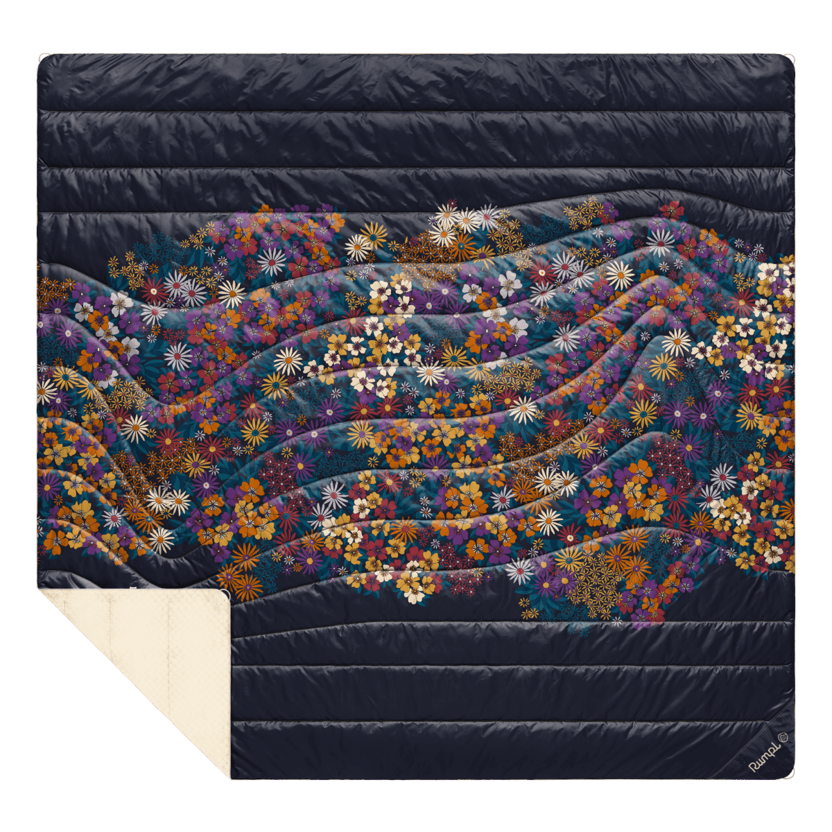 Fleece Puffy 2 Person Blanket - Midnight Bloom