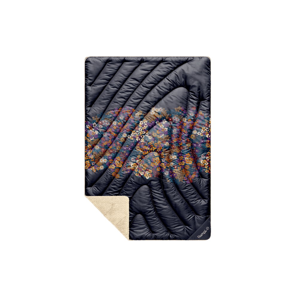 Fleece Puffy Mini Blanket - Midnight Bloom