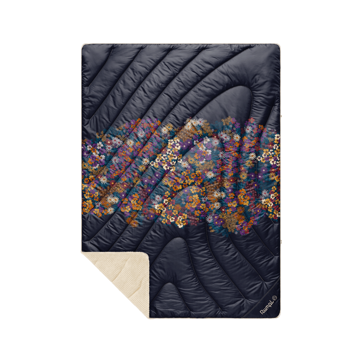 Fleece Puffy Throw Blanket - Midnight Bloom
