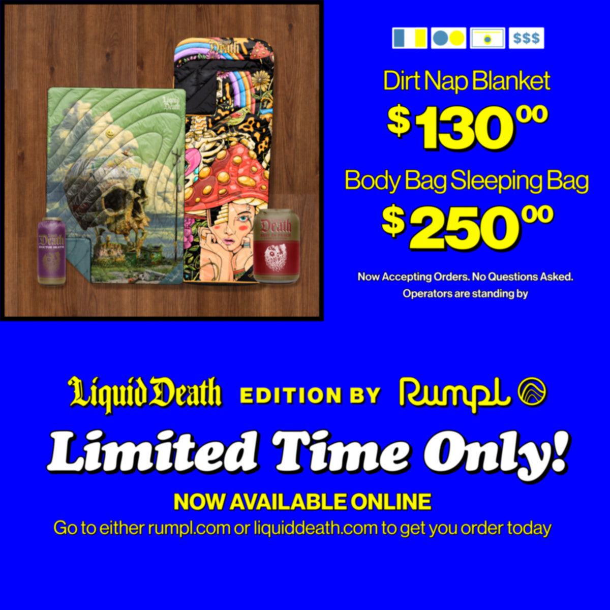 Original Puffy Blanket - Dirt Nap Blanket (Liquid Death Edition)