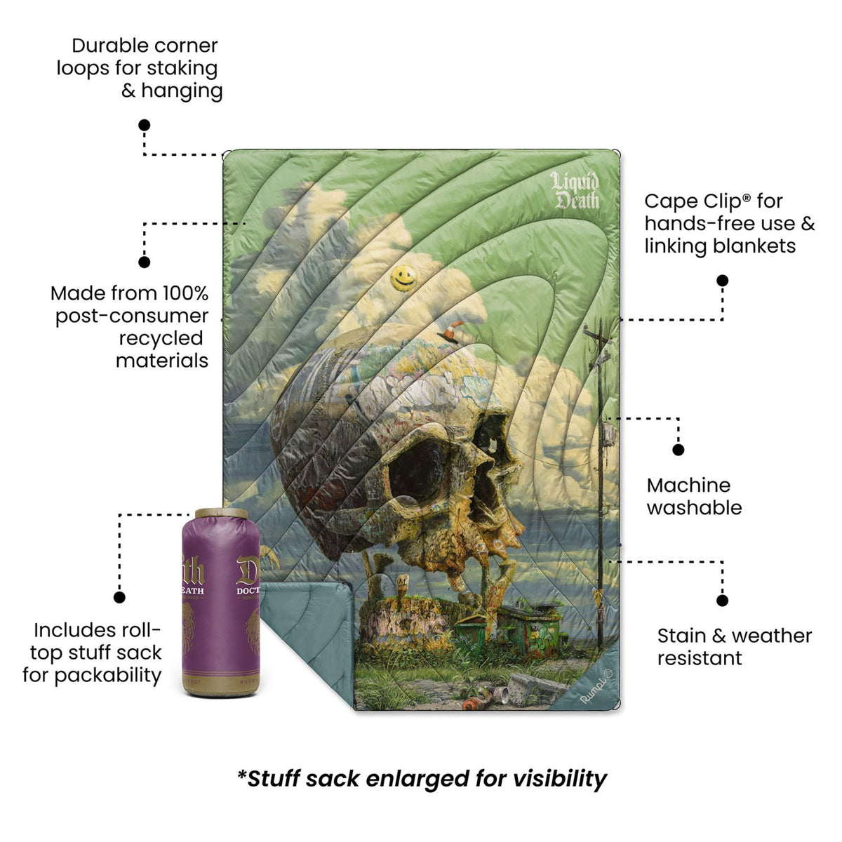 Original Puffy Blanket - Dirt Nap Blanket (Liquid Death Edition)
