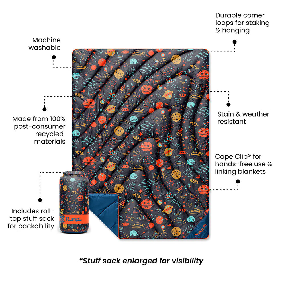 Original Puffy Throw Blanket - Bedtime Space Doodles