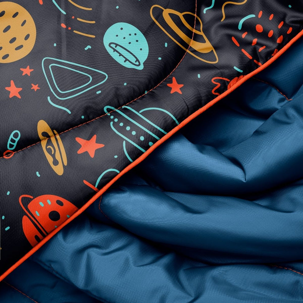 Original Puffy Throw Blanket - Bedtime Space Doodles