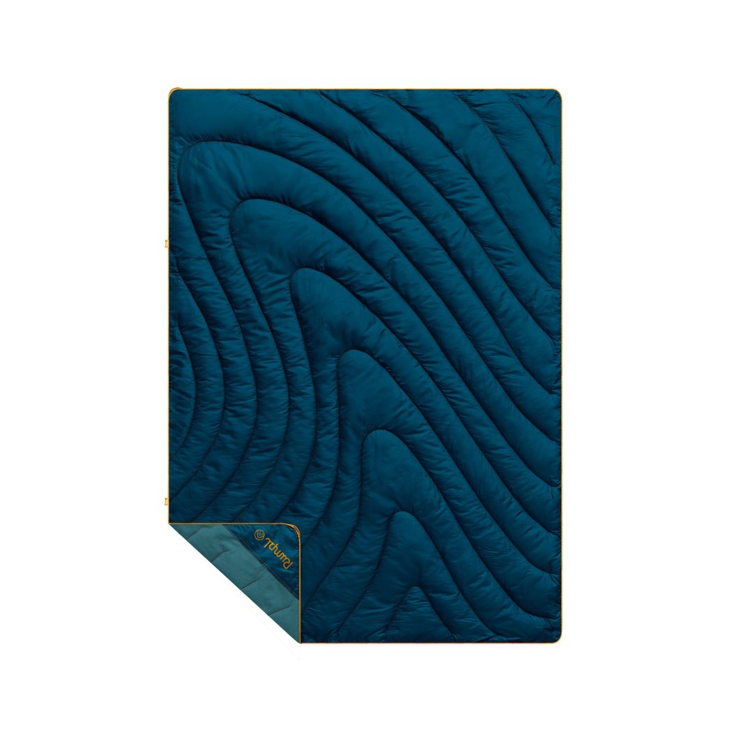 Campfire Puffy Throw Blanket - Sage Navy