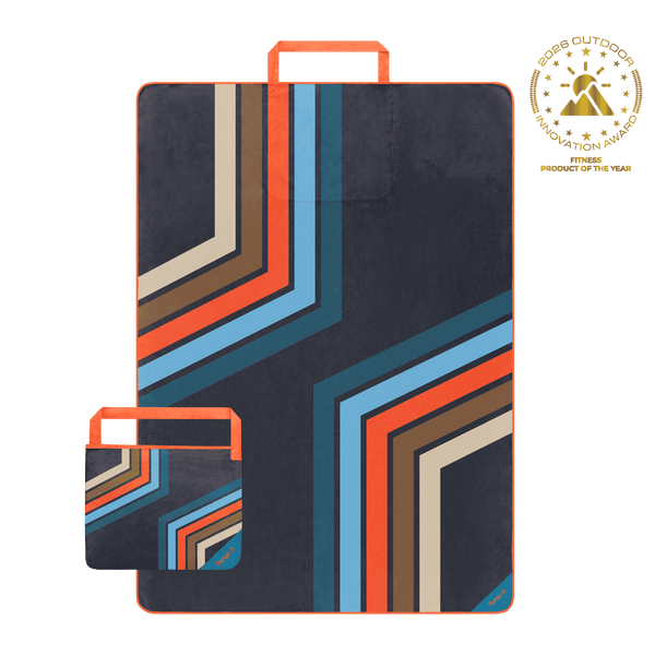 Tech Towel Tote Double - Midnight Retro Stripes