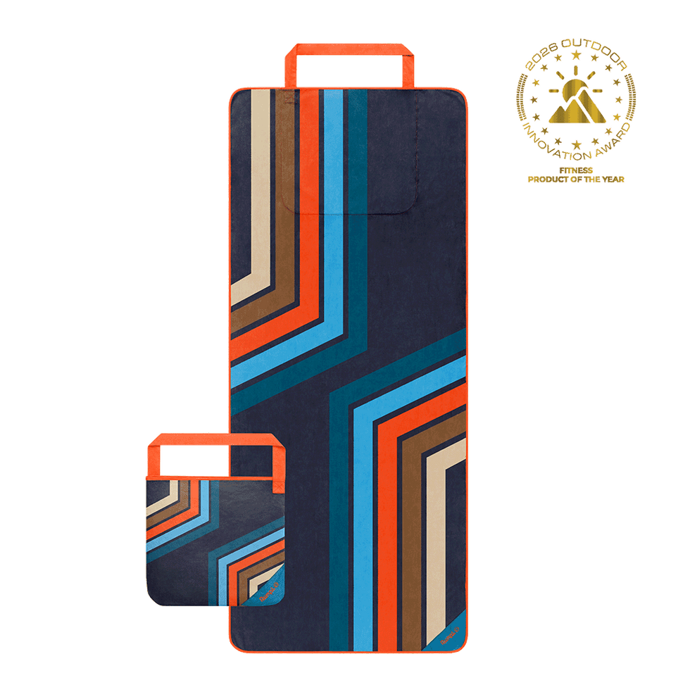 Tech Towel Tote - Midnight Retro Stripes